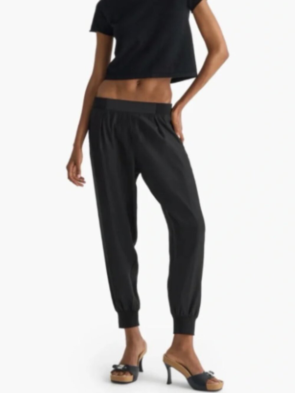 ATM Anthony Thomas Melillo Pants Women's Black 100% Silk Joggers | SZ Small